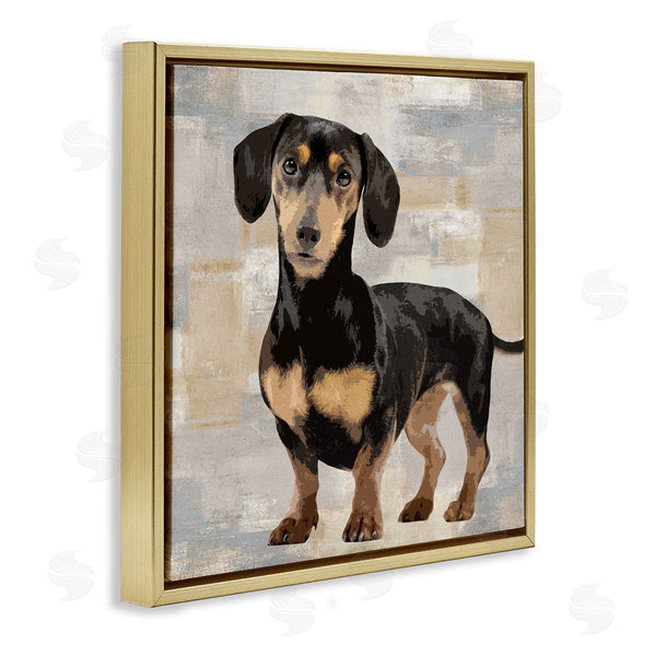 Stupell Industries Keri Rodgers | Dachshund Dog Portrait Neutral Patchwork