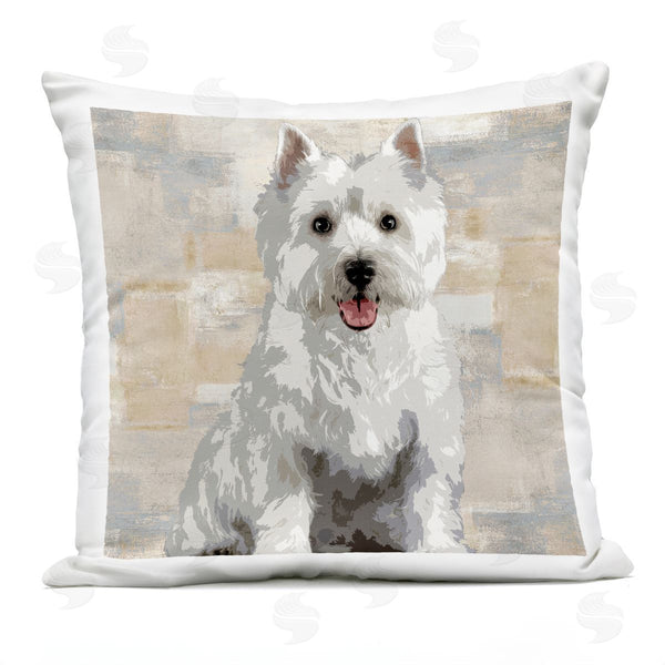 Stupell Industries Keri Rodgers | Highland Terrier Dog Patchwork Pattern Grey Printed Throw Pillow
