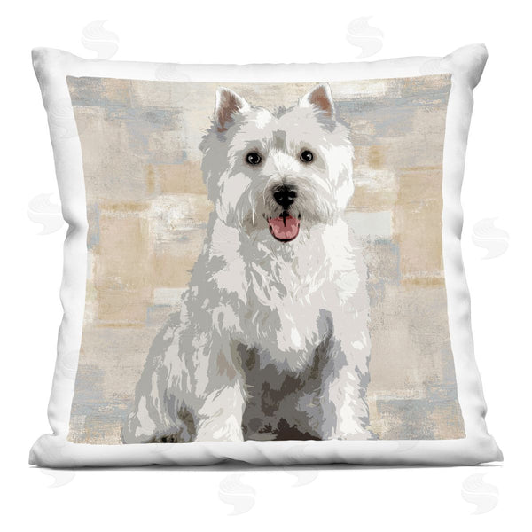 stupell industries Keri Rodgers | Highland Terrier Dog Patchwork Pattern Grey Printed Throw Pillow