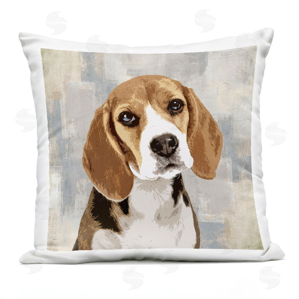 Stupell Industries Keri Rodgers | Pet Beagle Portrait Abstract Beige Pattern Printed Throw Pillow