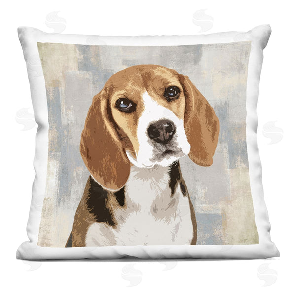 stupell industries Keri Rodgers | Pet Beagle Portrait Abstract Beige Pattern Printed Throw Pillow