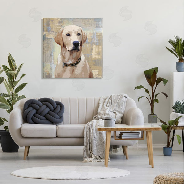 Stupell Industries Keri Rodgers | Sharp Golden Retriever Dog Grunge Patched Background Wall Art