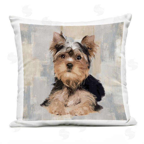 Stupell Industries Keri Rodgers | Yorkshire Terrier Dog Neutral Patchwork Pattern Printed Throw Pillow