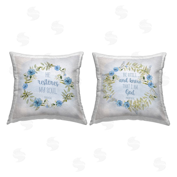 Stupell Industries Kevin Daniel | Be Still Restores Psalm Printed Throw Pillow Set