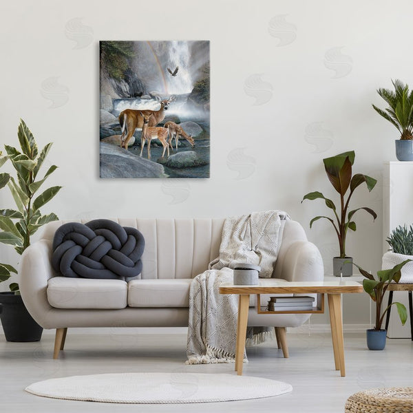 Stupell Industries Kevin Daniel | Deer Family By Waterfall Wall Art