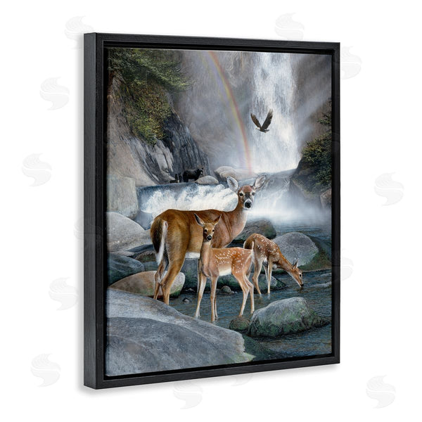 Stupell Industries Kevin Daniel | Deer Family By Waterfall Wall Art