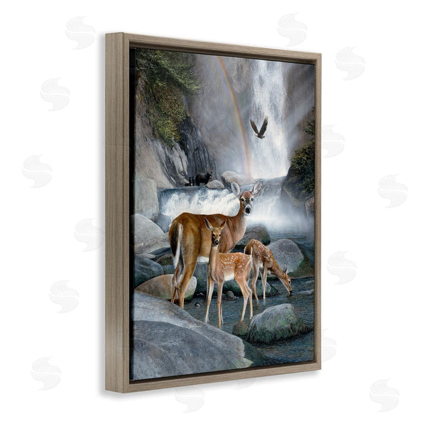 Stupell Industries Kevin Daniel | Deer Family By Waterfall Wall Art