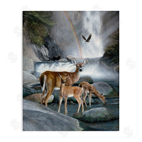 stupell industries Kevin Daniel | Deer Family by Waterfall Wall Art
