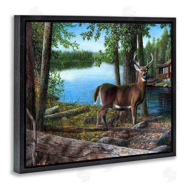 Stupell Industries Kevin Daniel | Deer In Lake Cabin Forest Wall Art