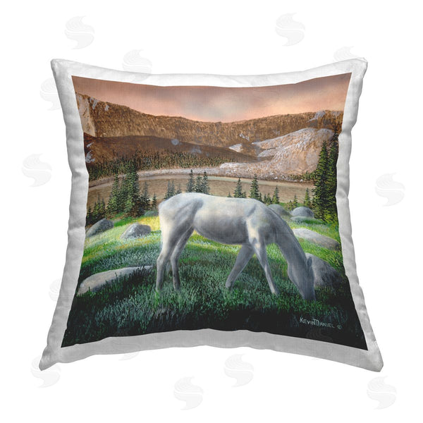 stupell industries Kevin Daniel | Grazing Horses in Countryside Printed Throw Pillow