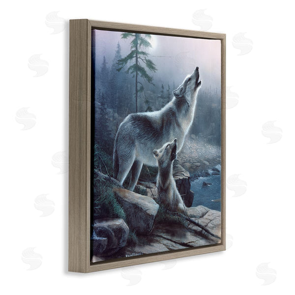 Stupell Industries Kevin Daniel | Howling Wolf & Pup Landscape Wall Art