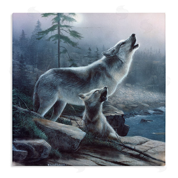 stupell industries Kevin Daniel | Howling Wolf & Pup Landscape Wall Art