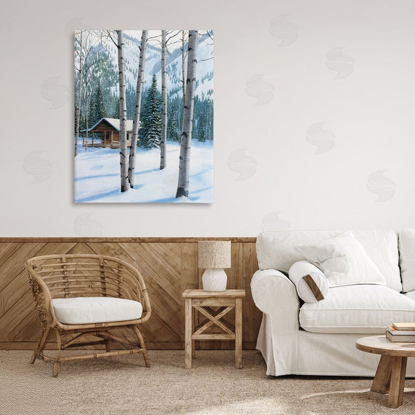 Stupell Industries Kevin Daniel | Snowy Cabin Through Birch Wall Art