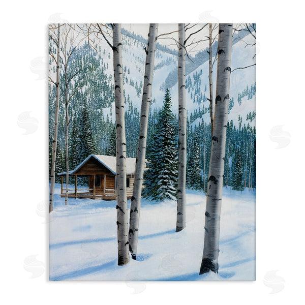 stupell industries Kevin Daniel | Snowy Cabin Through Birch Wall Art