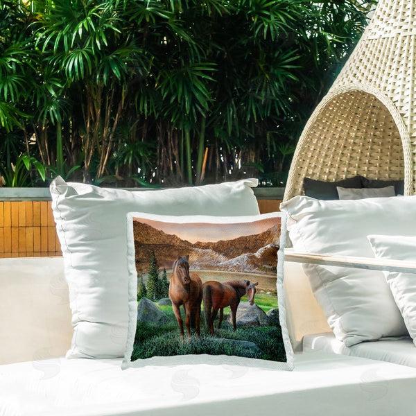 Stupell Industries Kevin Daniel | Two Horses By Mountain Printed Throw Pillow