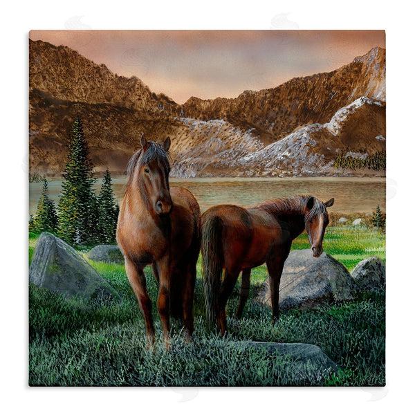 stupell industries Kevin Daniel | Two Horses by Mountain Wall Art