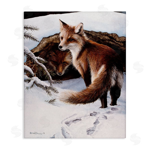 stupell industries Kevin Daniel | Winter Foxes Wildlife Scene Wall Art