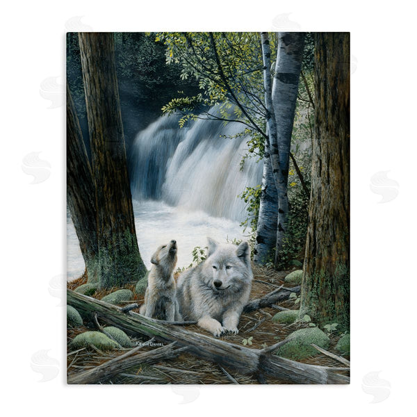 stupell industries Kevin Daniel | Wolves by Forest Waterfall Wall Art