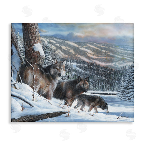 stupell industries Kevin Daniel | Wolves in Snowy Mountain Landscape Wall Art