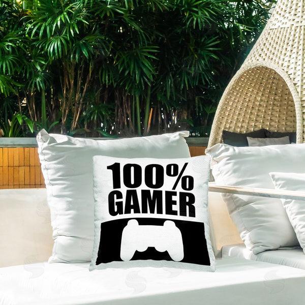 Stupell Industries Kim Allen | 100% Gamer Black & White Printed Throw Pillow