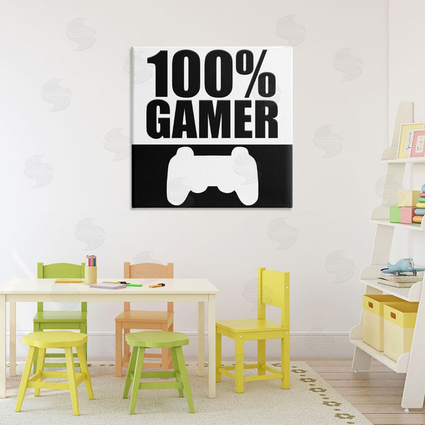 Stupell Industries Kim Allen | 100% Gamer Black & White Wall Art