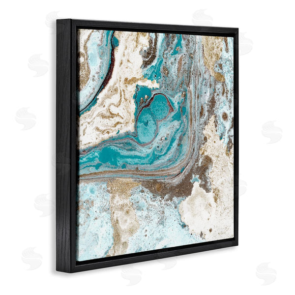 Stupell Industries Kim Allen | Abstract Fluid Turquoise Contrast Design Wall Art