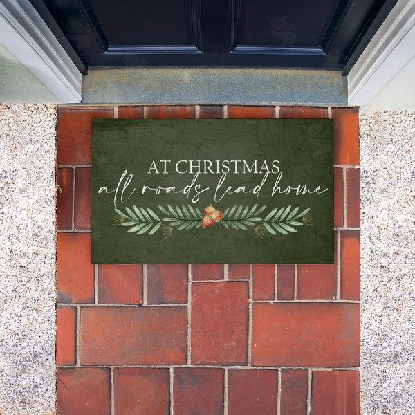 Stupell Industries Kim Allen | All Roads Lead Home Christmas Non-Woven Door Mat
