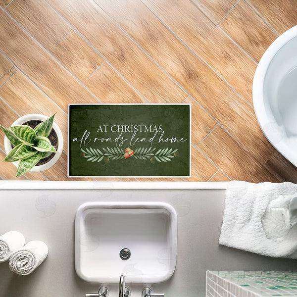 Stupell Industries Kim Allen | All Roads Lead Home Christmas Plush Bath Mat