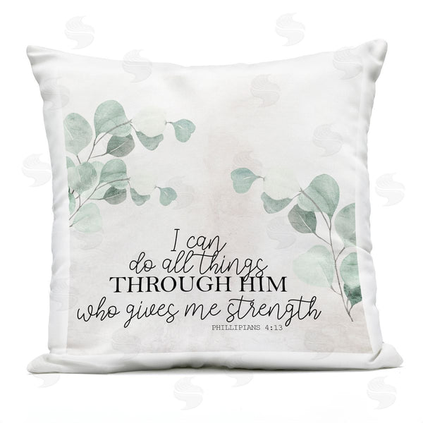 Stupell Industries Kim Allen | All Things Through Him Proverb Printed Throw Pillow