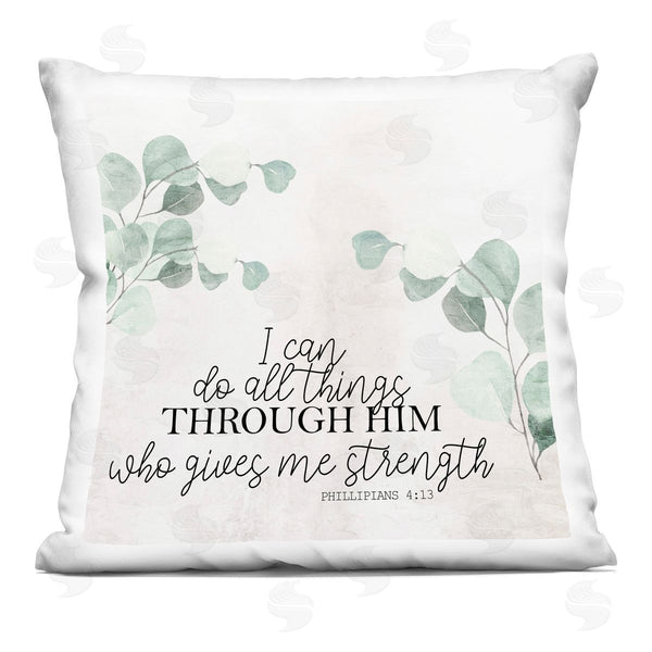 stupell industries Kim Allen | All Things Through Him Proverb Printed Throw Pillow