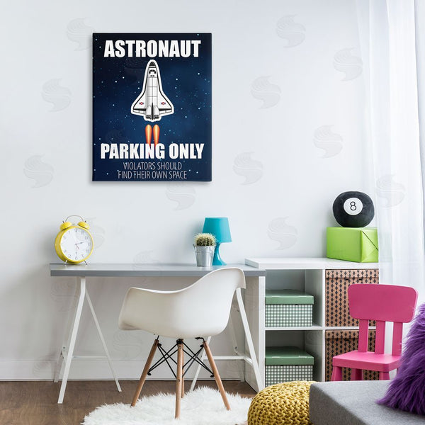 Stupell Industries Kim Allen | Astronaut Parking Only Sign Kids' Space Jet Humor Wall Art