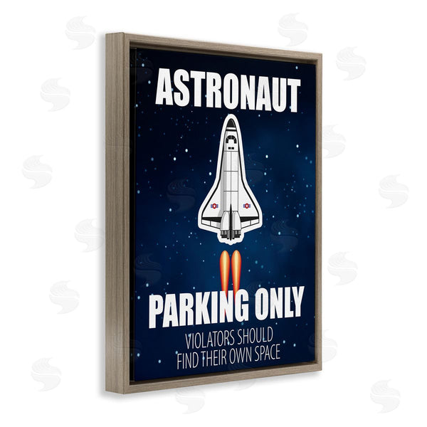 Stupell Industries Kim Allen | Astronaut Parking Only Sign Kids' Space Jet Humor Wall Art