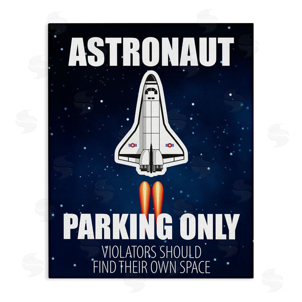 stupell industries Kim Allen | Astronaut Parking Only Sign Kids' Space Jet Humor Wall Art