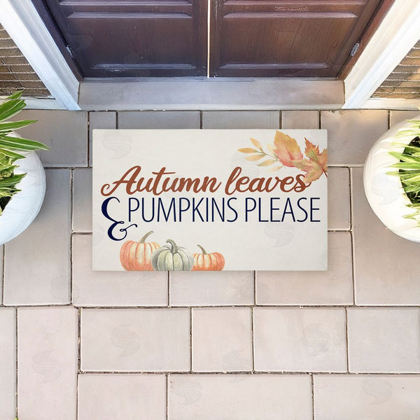 Stupell Industries Kim Allen | Autumn Leaves & Pumpkins Please Non-Woven Door Mat