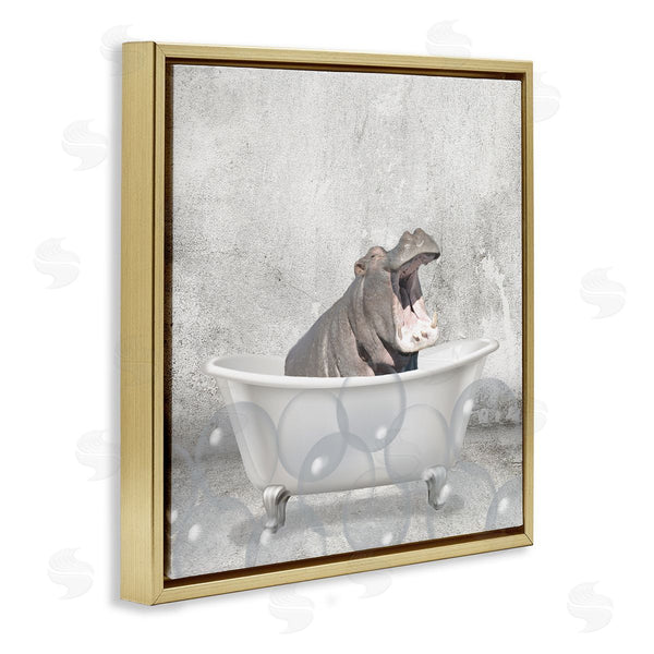 Stupell Industries Kim Allen | Baby Hippo Bath Time Wall Art