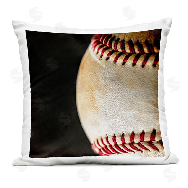 Stupell Industries Kim Allen | Baseball Closeup On Black Printed Throw Pillow