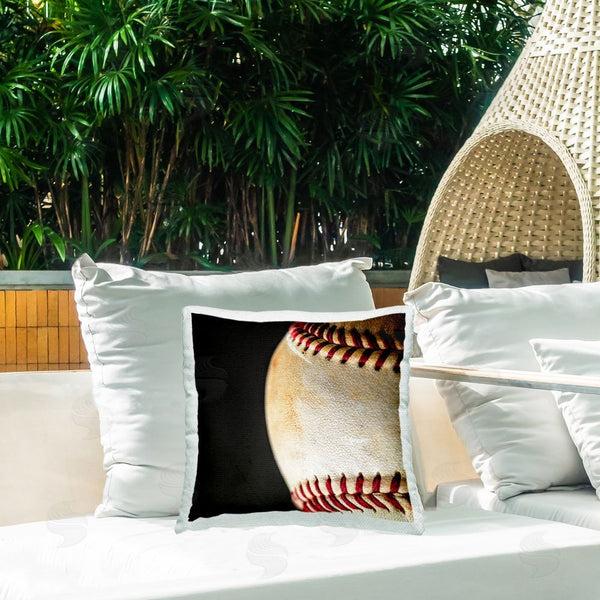 Stupell Industries Kim Allen | Baseball Closeup On Black Printed Throw Pillow