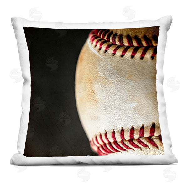 stupell industries Kim Allen | Baseball Closeup On Black Printed Throw Pillow