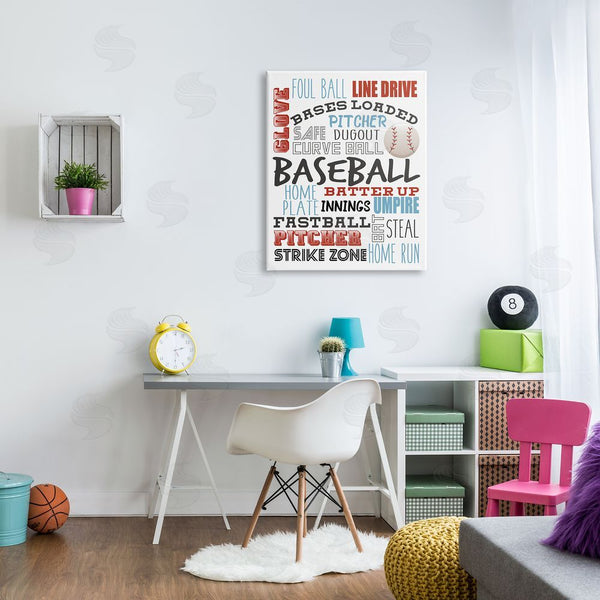 Stupell Industries Kim Allen | Baseball Sports Terms Red Blue Typography Kids' Hobby Wall Art