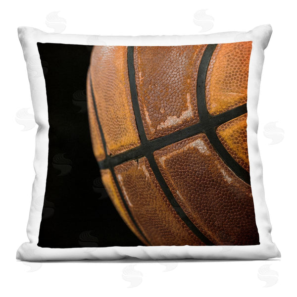 stupell industries Kim Allen | Basketball Closeup On Black Printed Throw Pillow