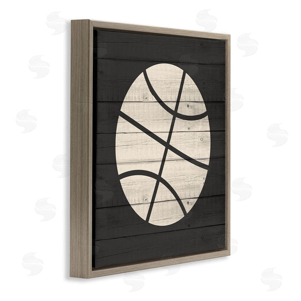 Stupell Industries Kim Allen | Basketball Shape Rustic Sports Country Pattern Wall Art