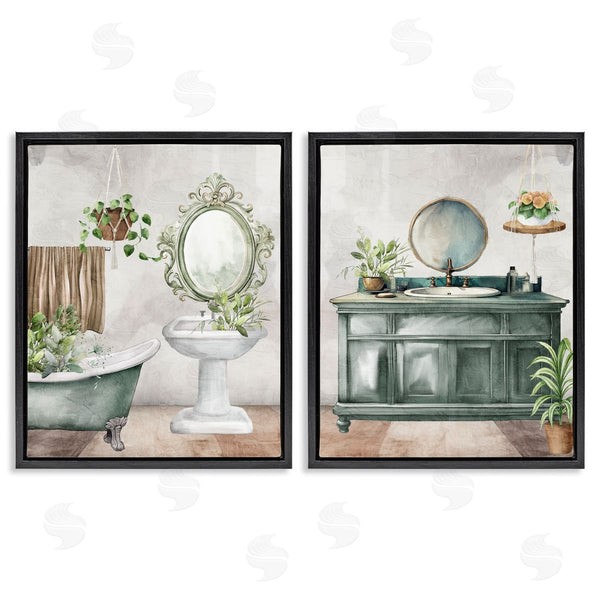 Stupell Industries Kim Allen | Bath Greens Botanical Interior