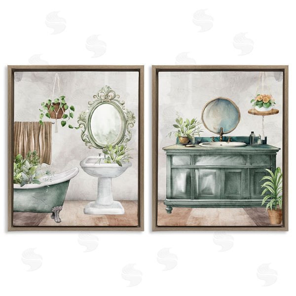 Stupell Industries Kim Allen | Bath Greens Botanical Interior