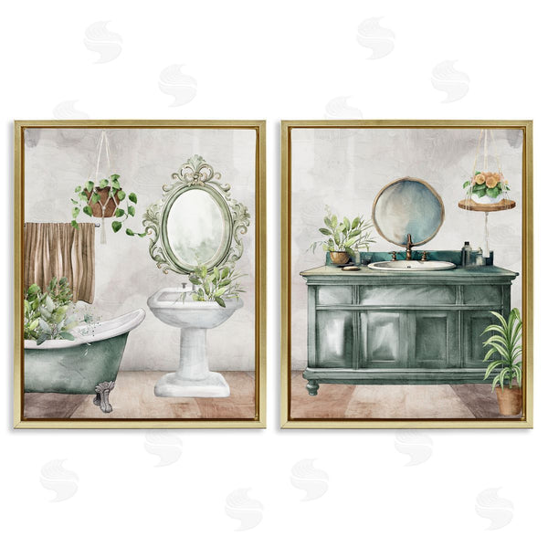 Stupell Industries Kim Allen | Bath Greens Botanical Interior