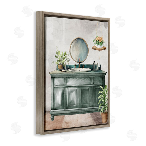 Stupell Industries Kim Allen | Bath Greens Botanical Vanity