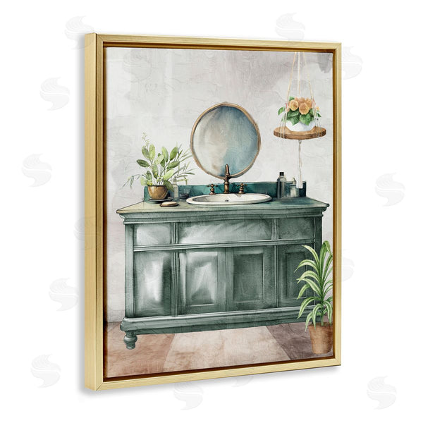 Stupell Industries Kim Allen | Bath Greens Botanical Vanity