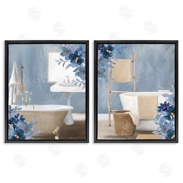 Stupell Industries Kim Allen | Bathroom Blues Floral Interior