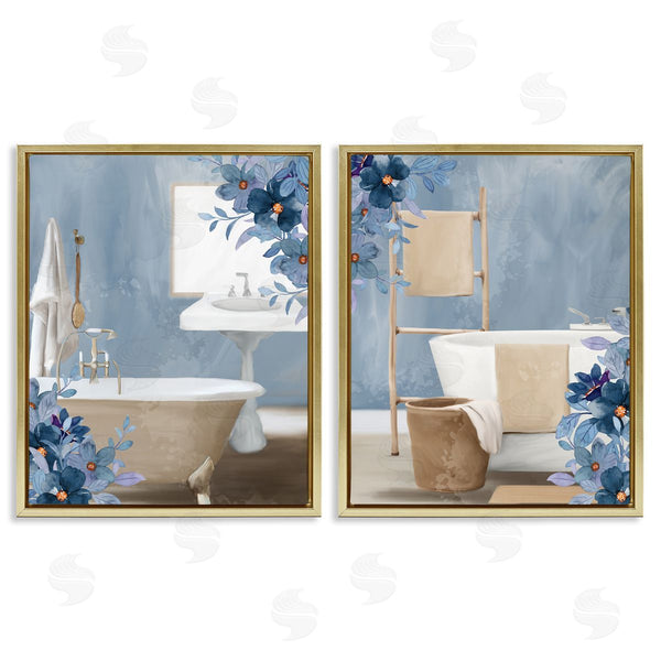 Stupell Industries Kim Allen | Bathroom Blues Floral Interior
