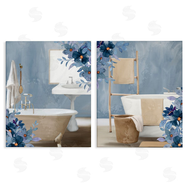 stupell industries Kim Allen | Bathroom Blues Floral Interior