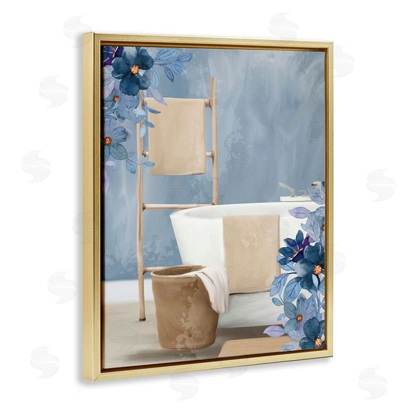 Stupell Industries Kim Allen | Bathroom Blues Floral Scene